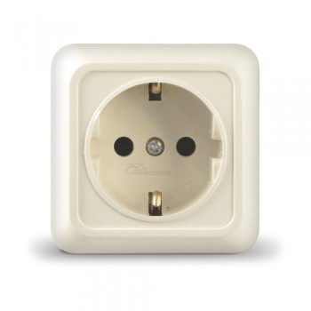 Розетка 1м о/п с/з 16А бежевая Universal Олимп