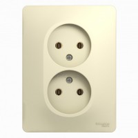 Розетка Glossa 2м бежевая б/з в сборе GSL000220