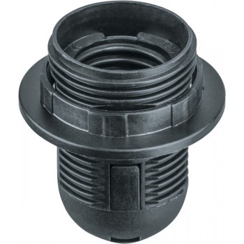 Патрон Е27 с прижимным кольцом черный пластик Navigator