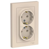Розетка Atlasdesign 2м бежевая c/з в сборе