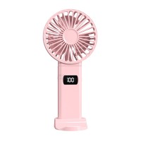Вентилятор портативный (индикатор заряда, TypeC, 5 скоростей) 5 Вт розовый