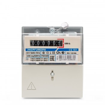 Счетчик электроэнергии 1-ф Энергомера СЕ101 R5.1 145 М6 5-60А 220В универсальное крепление