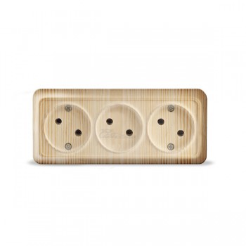 Розетка 3м о/п б/з 16А сосна Universal Олимп