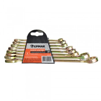 Набор ключей рожково-накидных 8предм.8-19мм желтый цинк ЕРМАК