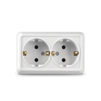 Розетка 2м о/п с/з 16А белая Universal Олимп