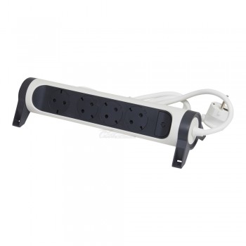 Удлинитель Legrand 3м 4роз, плоские розетки, поворотный Бело-черный