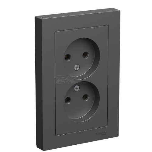 Розетка Atlasdesign 2м базальт б/з в сборе