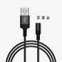 Шнур USB 2,1A для зарядки магнитный (USB-typeC/microUSB/Lightning) 1,0м прорезиненный FORZA