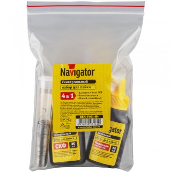 Набор для пайки 4 предмета (канифоль, СКФ, кислота, припой) Navigator