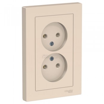 Розетка Atlasdesign 2м бежевая б/з в сборе