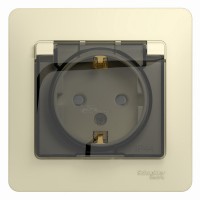 Розетка Glossa 1мест. с/з крышка крем IP44 GSL 000248
