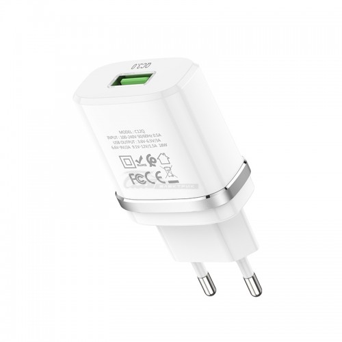 Сетевое зарядное устройство Hoco C12Q QC 3.0 белый 18W