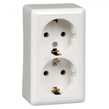 Розетка 2-местная с/з о/п белая ХИТ